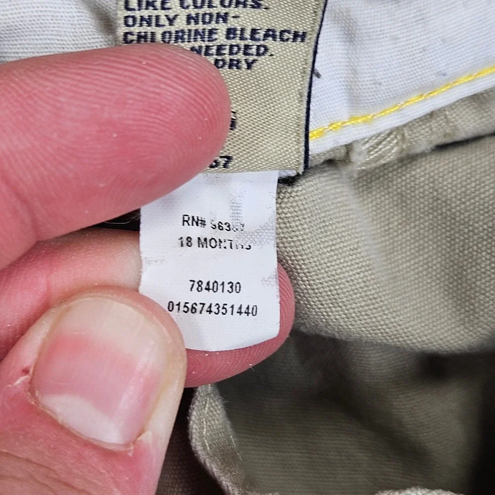 OshKosh B'gosh Vestbak Canvas Shortalls Overalls Kids 18 Khaki Vintage Style